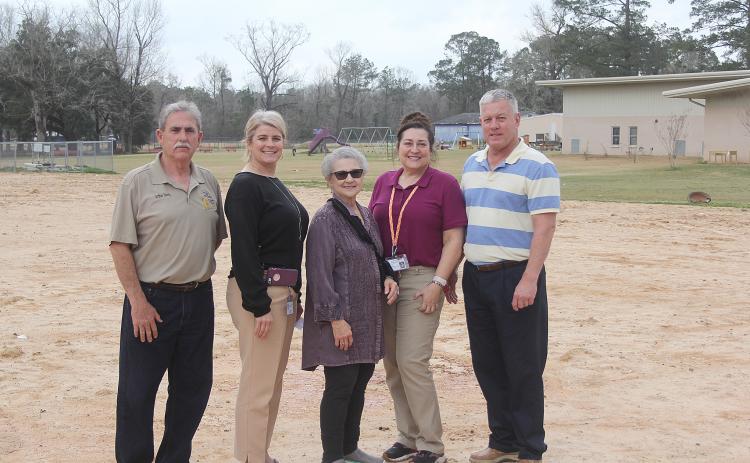 Pictured are (from left) school board member Arthur Savoy, Bayou Chicot Principal Kim Soileau, school board member Peggy Forman, and BCE Assistant Principals Torrey Fontenot and Chris Fontenot. (Gazette photo by Tony Marks)