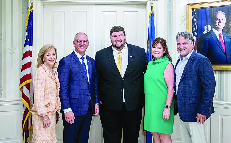 From left to right: Louisiana First Lady Donna Hutto Edwards, Louisiana Governor John Bel Edwards, McNeese mass communication major Samuel Gil, mother Nicole Gil and father Eric Gil. (Photo submitted)