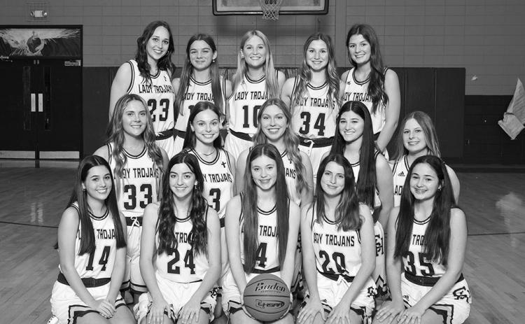 The district champion Sacred Heart Lady Trojans are pictured above. In no particular order are Myka Harper, 3; Averie Pitre, 4; Emily Stagg, 10; Olivia Tate, 13; Laura Prudhomme, 14; Ava Johnson, 15; Alyssa Brignac, 20; Katherine Fontenot, 21; Kali Shiver, 22; Jodie Landry, 23; Bre Ardoin, 24; Jolie Vidrine, 33; Taylor Darbonne, 34; Mary Perron, 35; and Rose Ardoin, 40. (Photo courtesy of Angela DeVille)