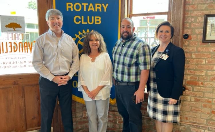 Pictured from left are Rotary President Jimmy LeBlanc, Connie Landreneau, Travis Turner, and Rotarian Renee Brown. (Gazette photo by Tony Marks)