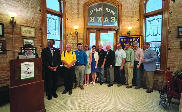 From left, they are Brian Ardoin, president; Bob Manuel, president-elect; Beau Wilson, vice president; Nicole Wenger, secretary; Annette Johnson, treasurer; Larry Lachney, past president; Hosea (Joey) Soileau, sergeant at arms; and board members Wayne Vidrine, Bill Brunet, Jimmy LeBlanc and Eric Gil. (Gazette photo by Heather Bogard)