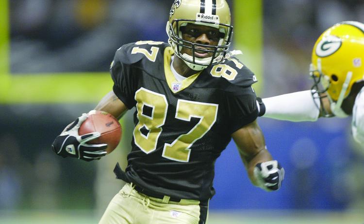 Joe Horn was a fan favorite and record-breaker with the Saints from 2000-06 after joining the team as an unrestricted free agent, helping New Orleans to the NFC South title and a playoff berth in his first season. He is a 2010 Saints Hall of Fame inductee, enshrined in his first year of eligibility. (Photo courtesy of Louisiana Sports Hall of Fame)