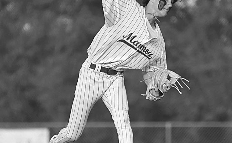 Miles Perron delivers a pitch for Mamou in a district baseball game against Crowley. (LSN photo by Chris Quebedeaux)