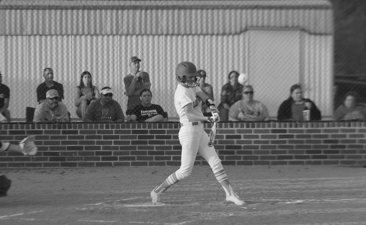 Harlie Arnaud, of the Pine Prairie Lady Panthers, connects with a pitch in a game against Oakdale played earlier this season. The team now takes its show on the to the postseason and was scheduled to host Crowley this past Friday. Results of that game will be in Thursday’s edition of the Ville Platte Gazette. (LSN photo by Tony Marks)