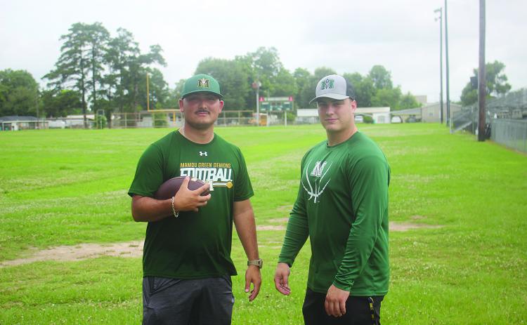 Pictured on the left is new head football coach at Mamou Daniel Scully and on the right is new assistant coach J.T. Harper. (Gazette photos by Tony Marks)