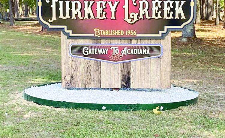 Pictured is one of the new welcome signs which was installed earlier this week in Turkey Creek. (Photo courtesy of Bert Campbell)