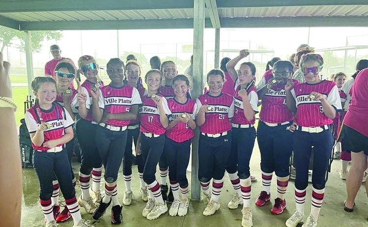 Pictured in no particular order are Emily Duos, Emry Figuerido, Halle Johnson, Avenly Love, Audrey Deshotel, Jamiree Freeman, Vivian Chapman, Jacelyn Anderson, Millie Doucet, Ellie Doucet, Audrey Miller, and Mallory Briley. (Photo courtesy of Robyn Duos)