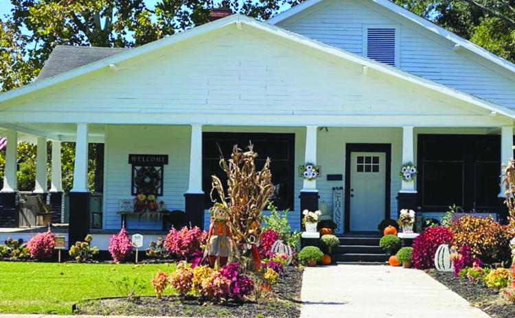 THE WHITE HOUSE ON SIXTH STREET - Pictured is the fall decorated Richard and Barousse House on Sixth Street in Mamou. (Gazette photo by Heather Bogard)