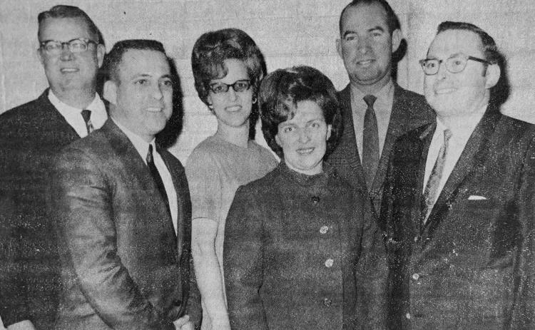 Members of the 1969 Louisiana Cotton Festival Board elected to serve, from left, were Mayor Harold Bordelon, second vice president; Larry Vidrine, outgoing president; Mrs. Clarence Rivers, secretary; Mrs. Larry Vidrine, treasurer; Jesse Gary, first vice president; and President Dr. Jerry Veillon. (Gazette file photo)