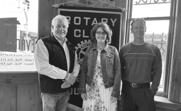 ROTARY LEARNS ABOUT HOMESCHOOLING - Ashley Bieber (center) was the guest speaker for the March 14, meeting of the Ville Platte Rotary Club. She is shown with Rotary President Larry Lachney (left) and Rotarian Richard LeJeune (right). (Gazette photo by Heather Bogard)