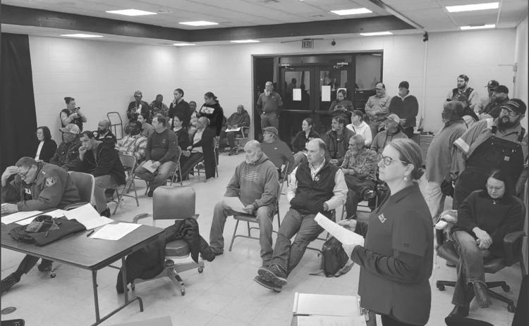 It was standing room only as local residents, police personnel, town employees, and family members of police chiefs candidates gathered for the January meeting of the Basile mayor and council. (LSN photo by Darrel LeJeune)
